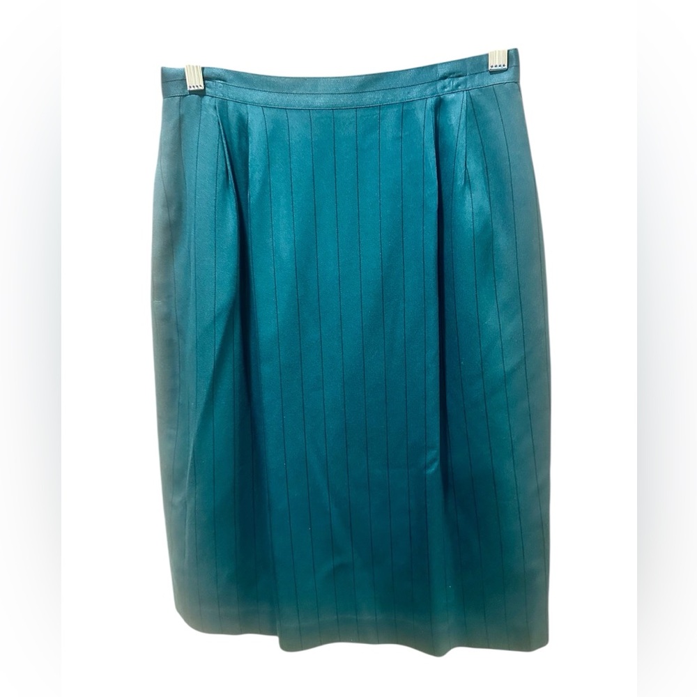 Vintage Petite Sophisticate Teal Pencil Skirt Size 8